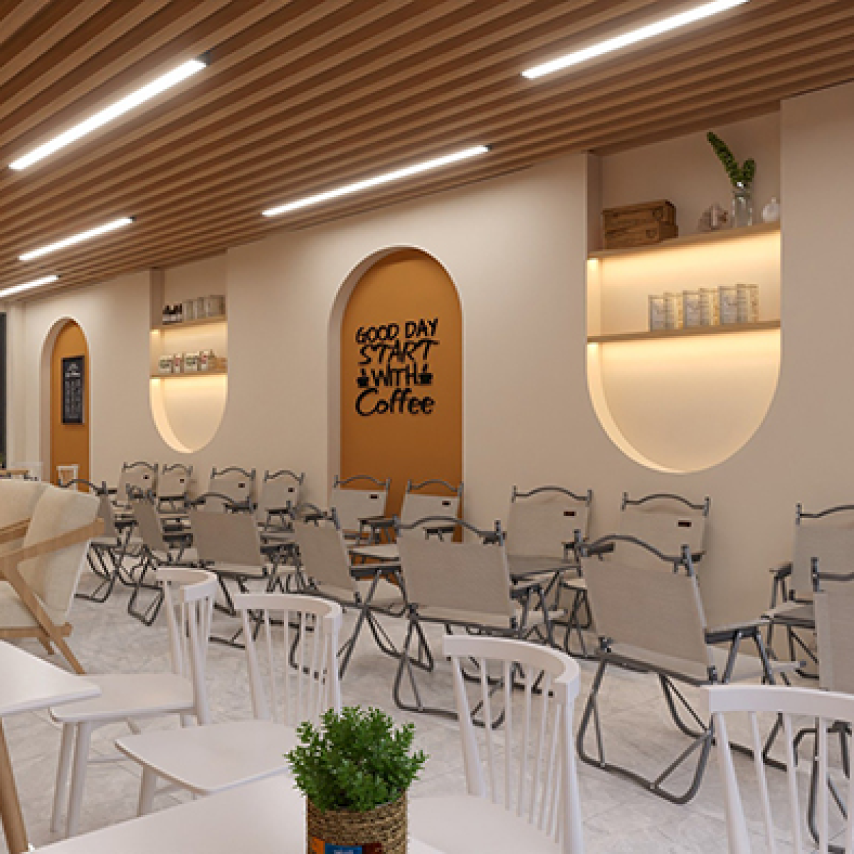 thiết kế nội thất quán cafe chồn